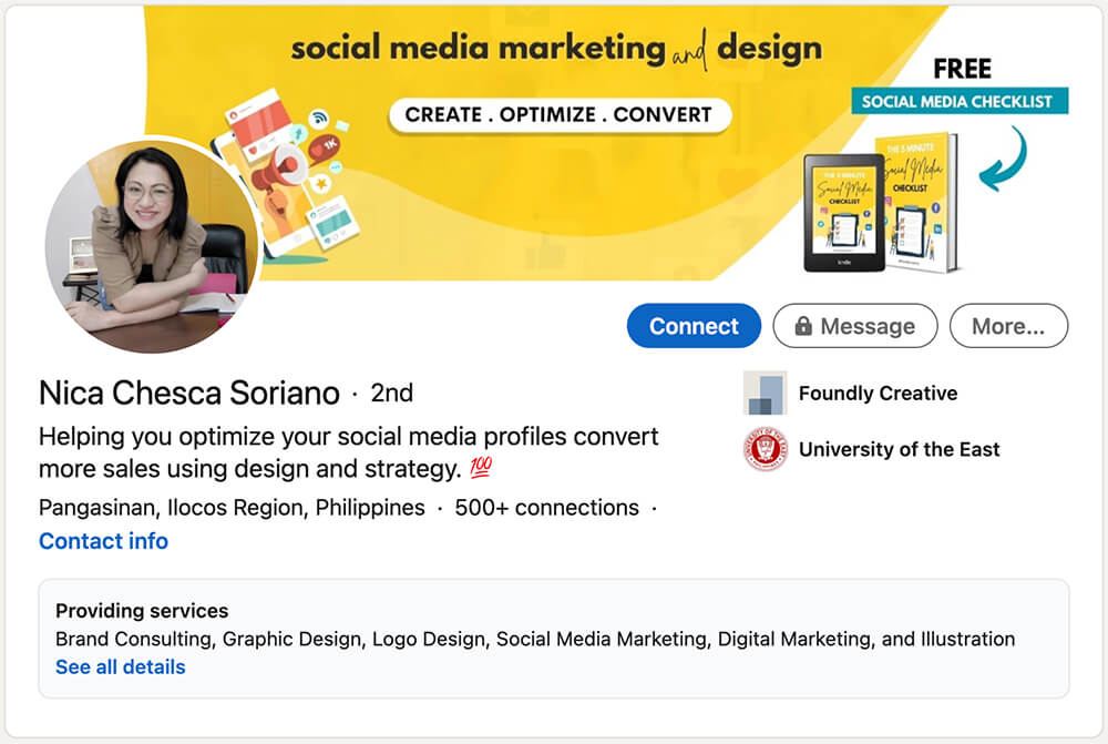 Nica Soriano - Optimized LinkedIn Profile